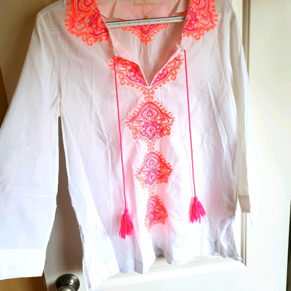 Lilly Pulitzer white/pink tunic top